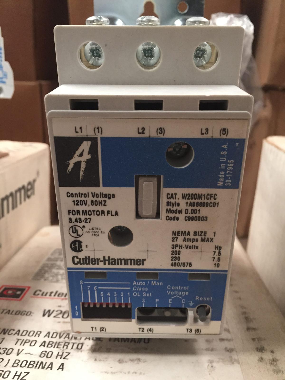 Arrancador 27 AMP modelo W200M1CFC marca Cutler Hammer - imagen 1