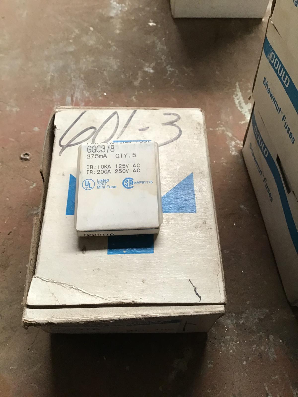 Fusible de acción rápida 375 mA 125/250V modelo GGC3/8 marca Gould Shawmut - imagen 1