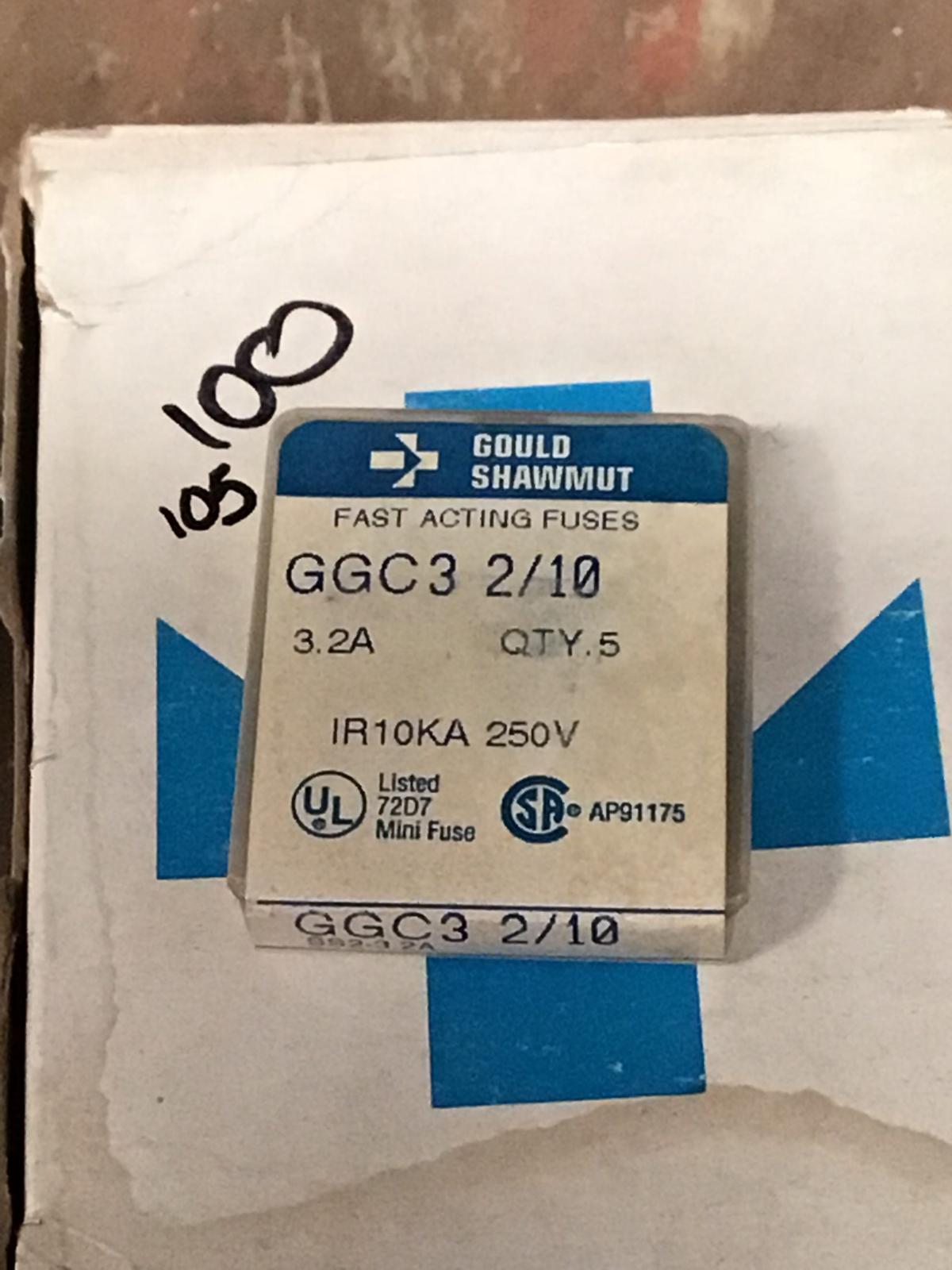 Fusible acción rápida 3.2 AMP 250VAC modelo GGC3 2/10 marca Gould Shawmut - imagen 1