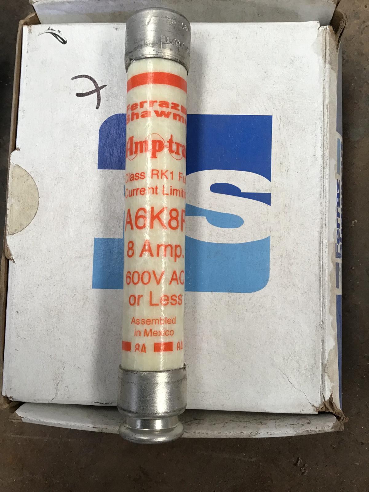 Fusible 8 AMP 600V modelo A6K8R marca Ferraz Shawmut - imagen 1