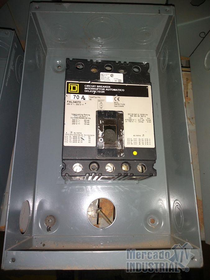 Interruptor en gabinete 70 AMP 250/480 V modelo FAL3470 marca Square D - imagen 1