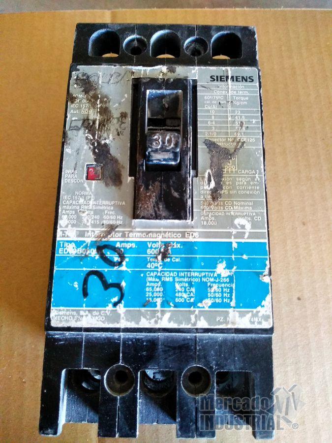 Interruptor térmico 30 AMP 480V 3 polos modelo ED43B030 marca Siemens - imagen 1