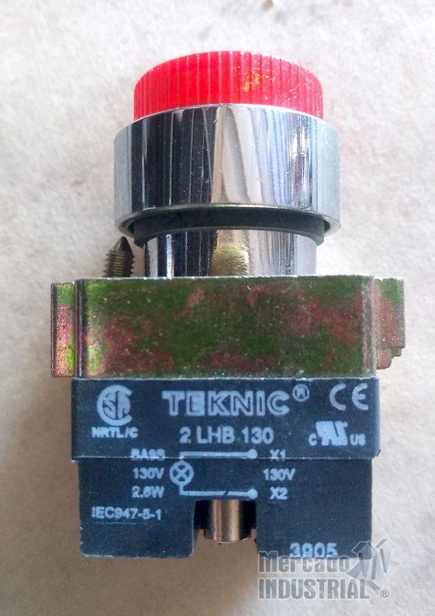 Push buton rojo 22 mm para gabinete 110V modelo 2ALP4LB-110 marca ALTECH CORP - imagen 1