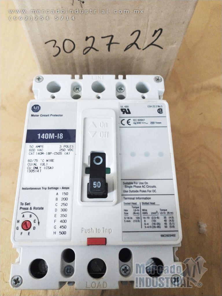 Interruptor de circuito 50 AMP 600 VAC 3 polos modelo 140M-18P C505(A) marca A-B Quality - imagen 1
