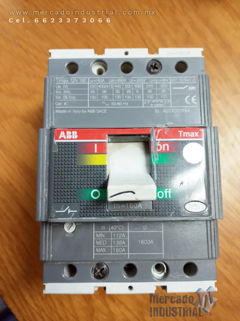 Interruptor termomagnético 160 AMP 3 polos modelo TMAX T2N160 marca ABB - imagen 1