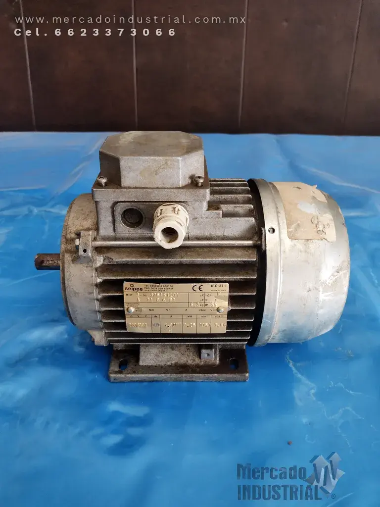 Motor eléctrico de .25kw 6 polos 1050 RPM marca seippe - imagen 1