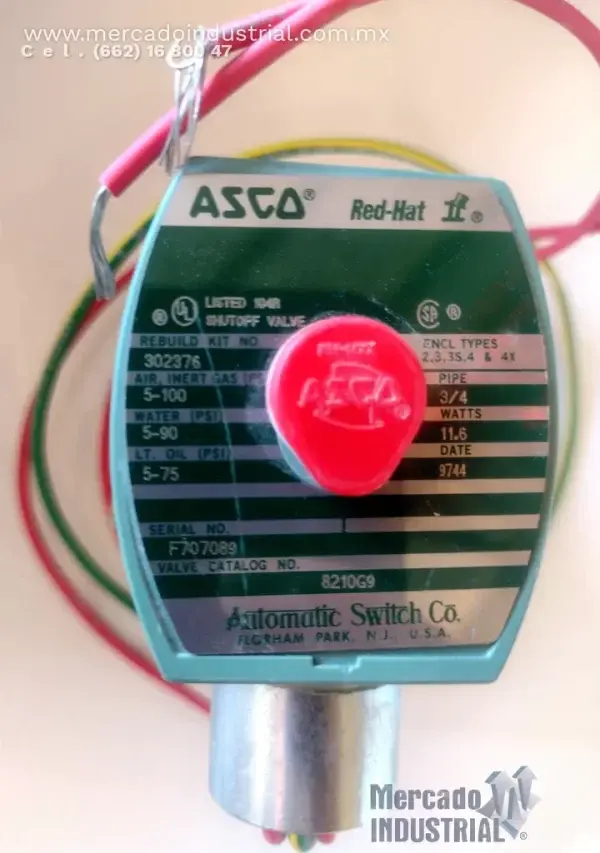 Válvula solenoide 5-100 PSI modelo 8210G9 marca ASCO RED-HAT VALVES - imagen 1