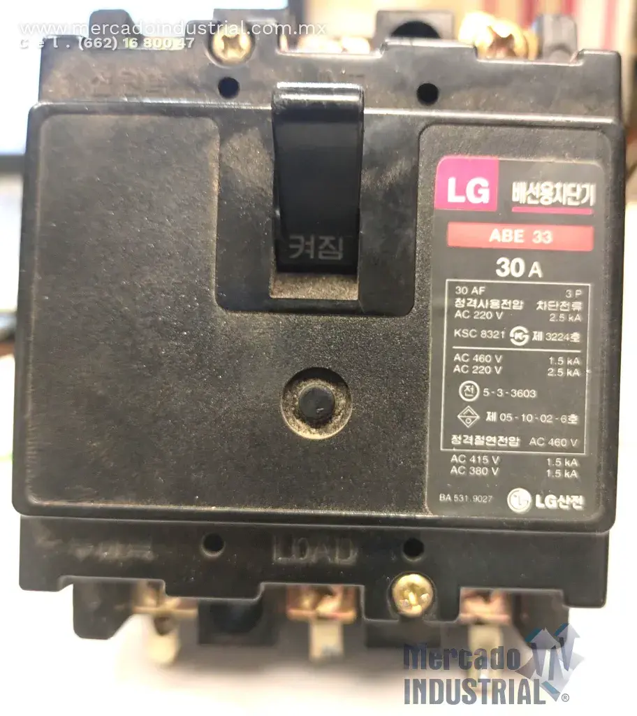 Interruptor FUJI AUTO BREAKER 30 AMP 460VAC 3 polos modelo ABE33 marca LG - imagen 1
