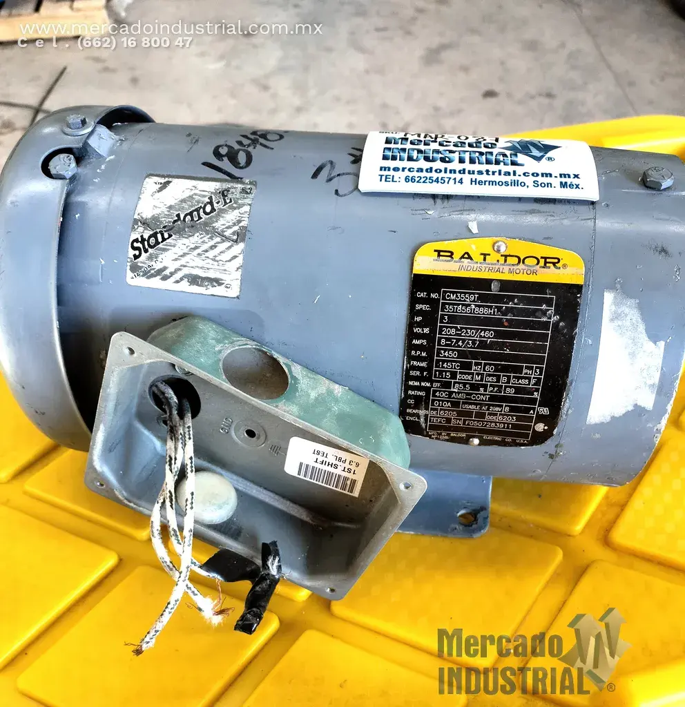 Motor eléctrico 3 HP 2 polos 3450 RPM marca BALDOR - imagen 1