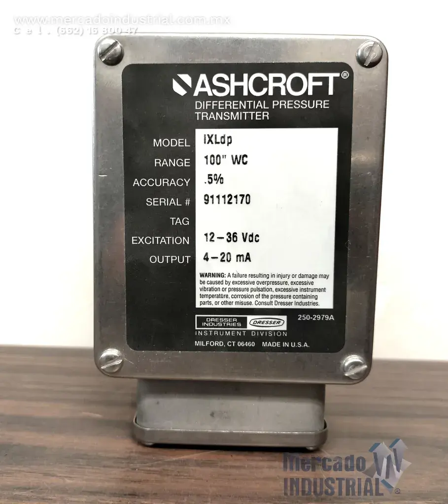 Transmisor de presión diferencial 100" WC modelo IXLDP marca ASHCROFT - imagen 1