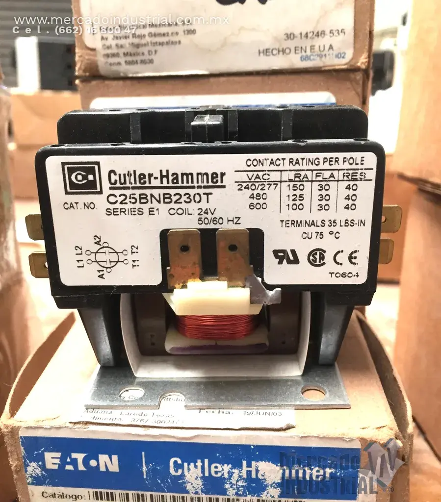 Contactor de propósito definido 2 polos modelo C25BNB230T marca Eaton - imagen 1