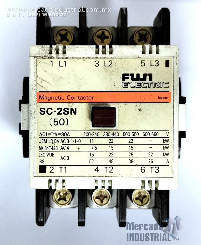 Contactor magnético 80 AMP 3 polos modelo SC-2SN marca Fuji Electric - imagen 1