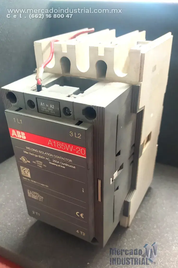 Contactor de aislamiento de soldadura 250 AMP 2 polos modelo A185W-20 marca ABB - imagen 1