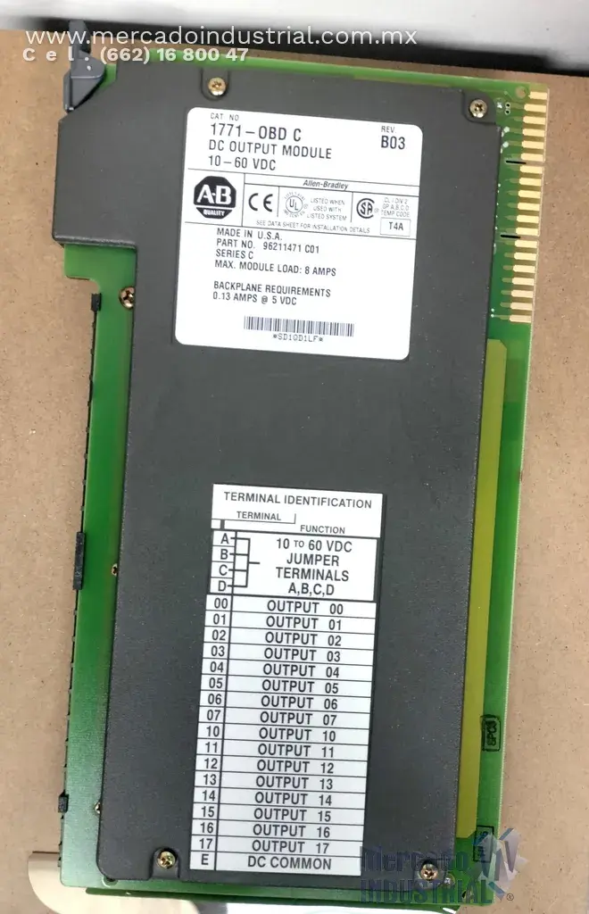 Módulo de entradas 10-60 VDC modelo 1771-OBD C marca Allen-Bradley - imagen 1