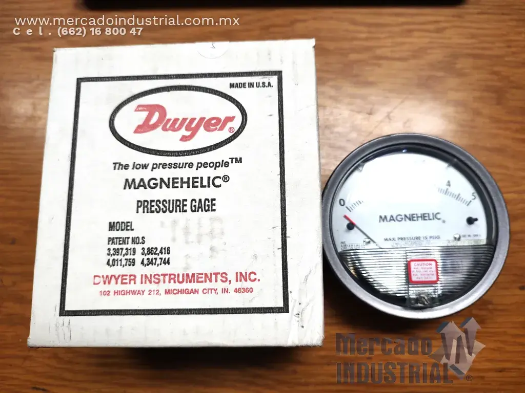 Manómetro de presión diferencial 0-5 pulgadas de agua modelo 2005 marca Dwyer - imagen 1