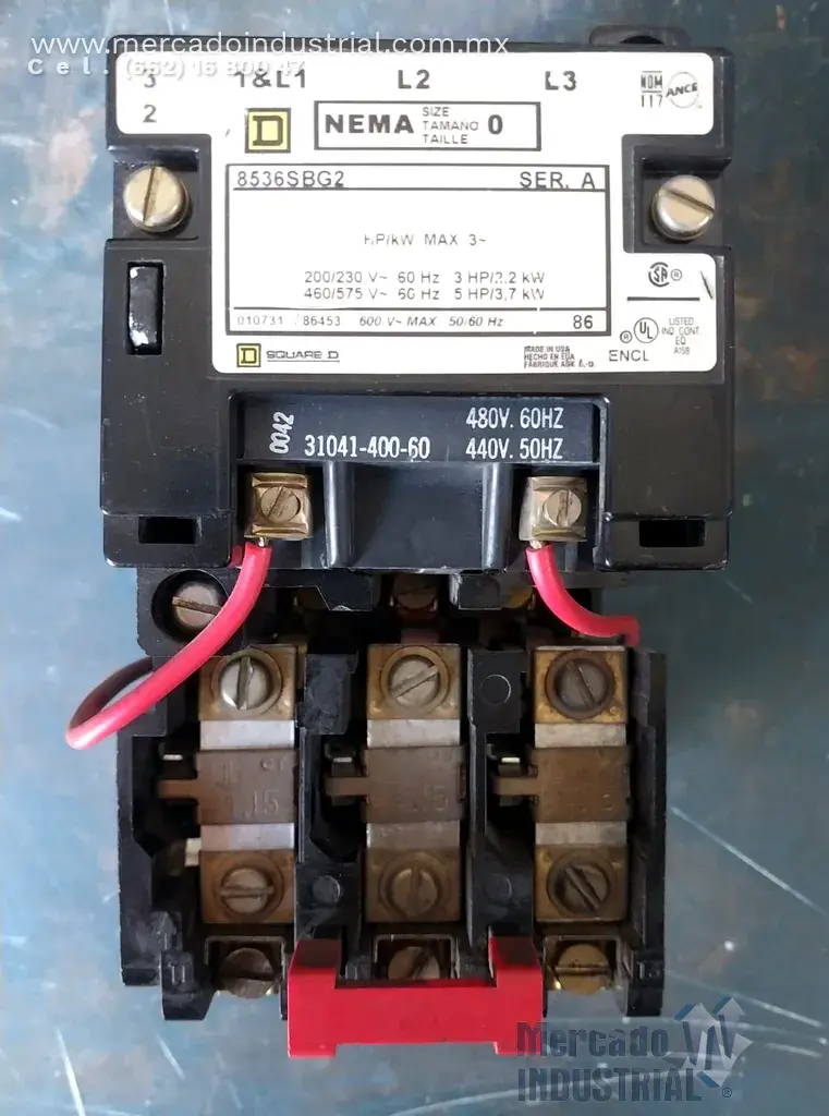 Arrancador serie A 600V 5 HP modelo 8536SBG2 marca Square D - imagen 1