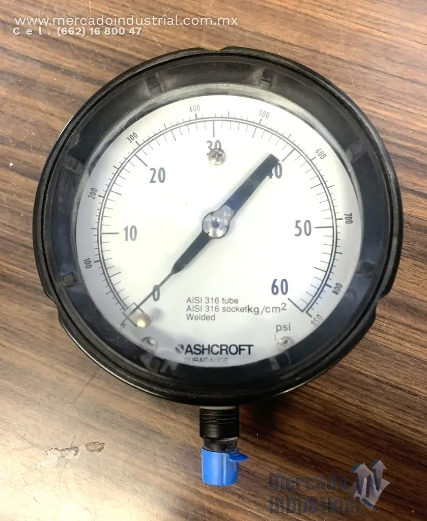 Manómetro 0-850 PSI modelo 601379SS04B60 marca ASHCROFT - imagen 1