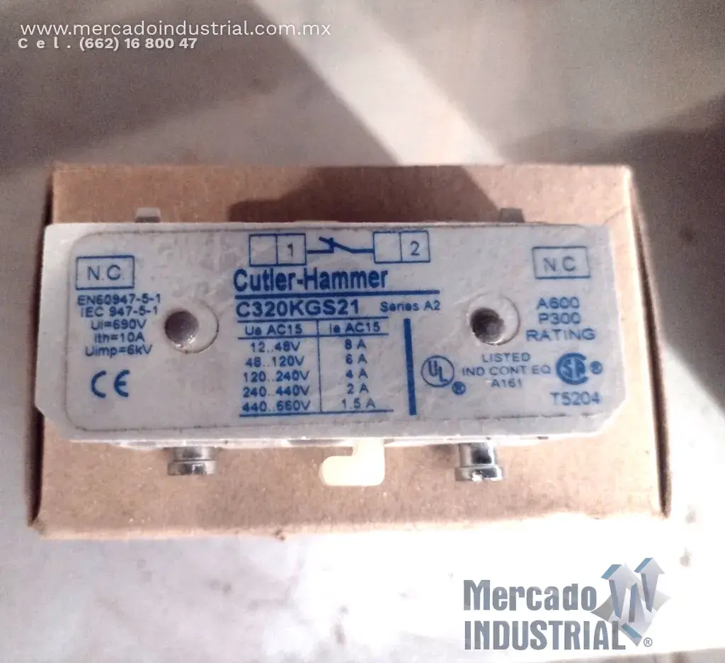Contacto auxiliar 440-660V 8-1.5 A modelo C320KGS21 marca Cutler Hammer - imagen 1