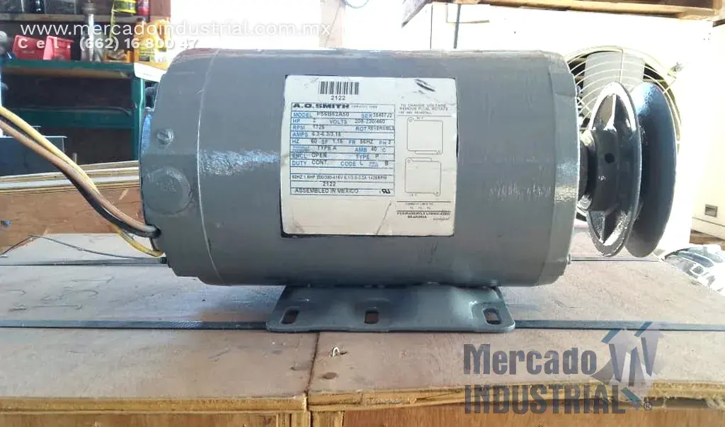 Motor eléctrico 2 HP 4 polos 1726 RPM marca A. O. SMITH - imagen 1