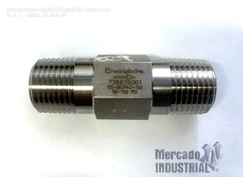 Válvula antirretorno de acero inoxidable 50 a 150 PSIG modelo SS-8CPA2-50 marca Awagelok - imagen 1