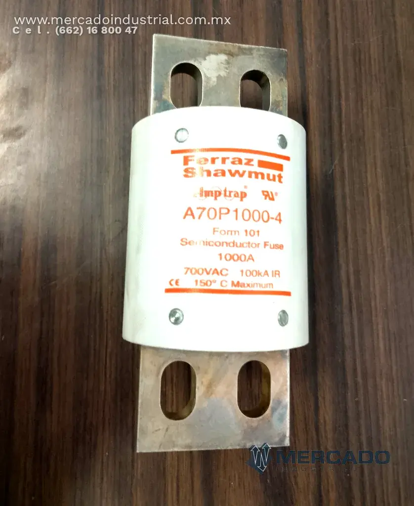 Fusible semiconductor 1000 AMP 700VAC modelo A70P1000-4 marca FERRAZ SHAWMUT - imagen 1