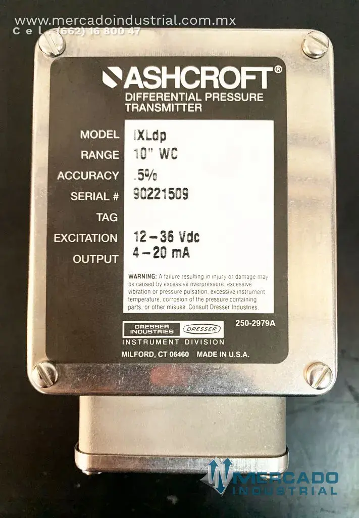 Transmisor de presión diferencial 10" WC modelo IXLDP marca ASHCROFT - imagen 1