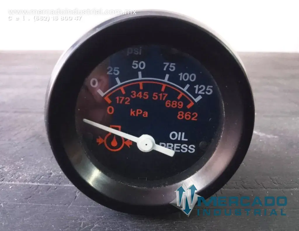 Medidor de presión de aceite 0-125 PSI 0-862 kPa N. parte PB6953 marca Komatsu - imagen 1