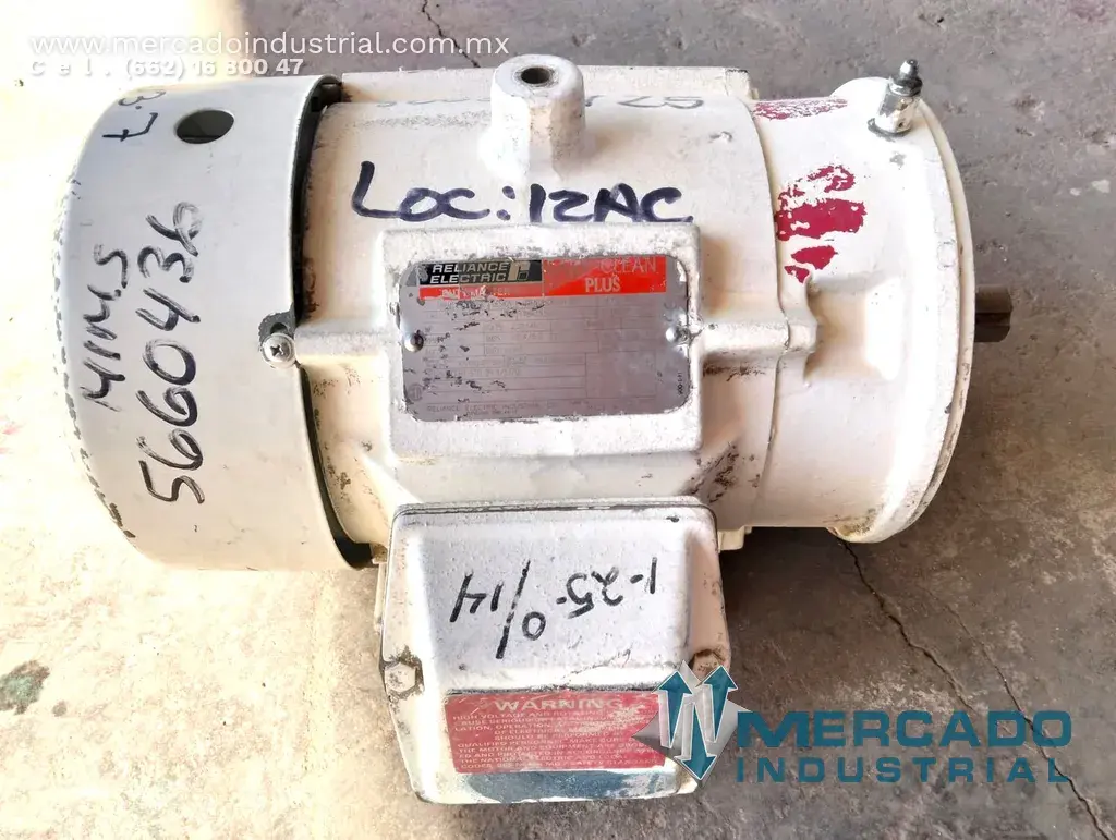 Motor eléctrico trifásico 5 HP 4 polos 1745 RPM marca Reliance Electric - imagen 1