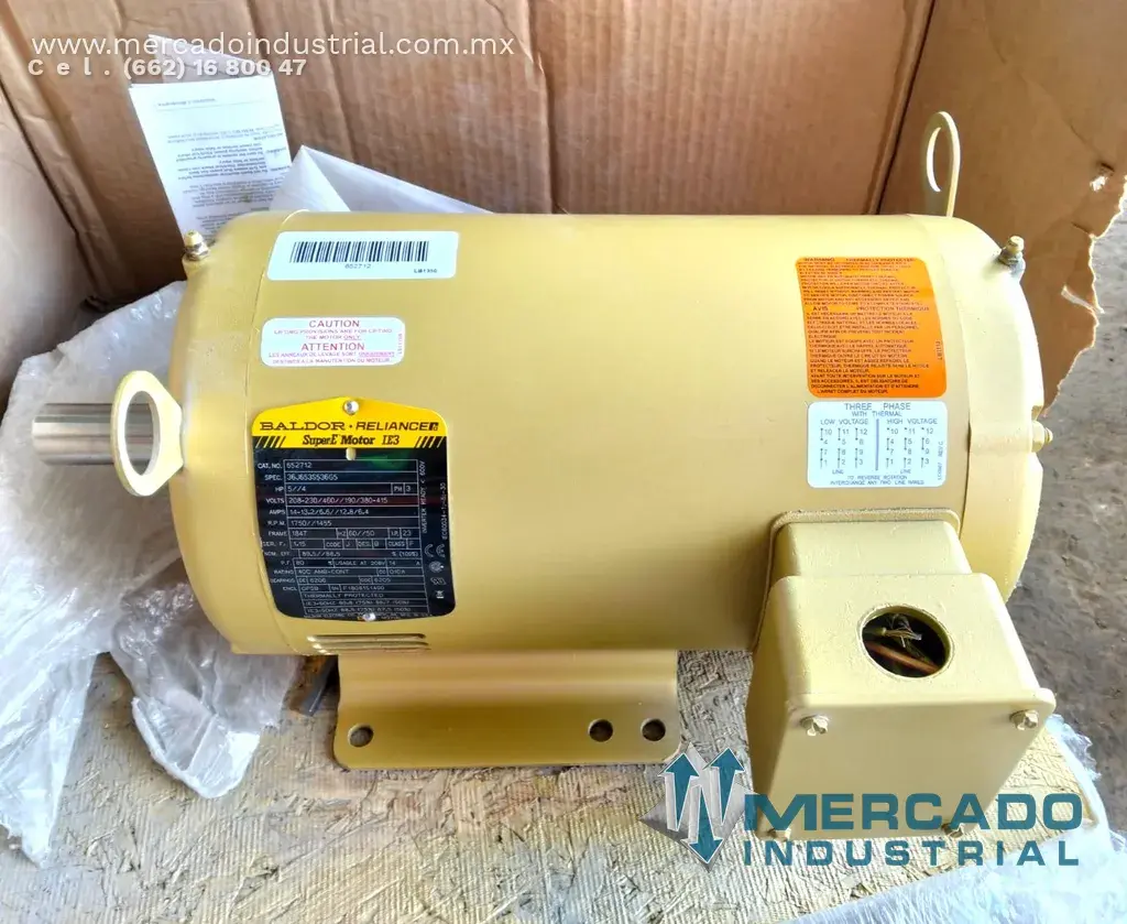 Motor eléctrico trifásico 5 HP 2 polos 1750 RPM marca Baldor - imagen 1