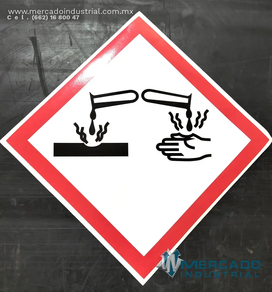 PICTOGRAMA GHS05 CORROSIVO IDENTIFICACION DE PRODUCTOS QUIMICOS POR CAMBIO DE LA NOM-018-STPS-2015 - imagen 1