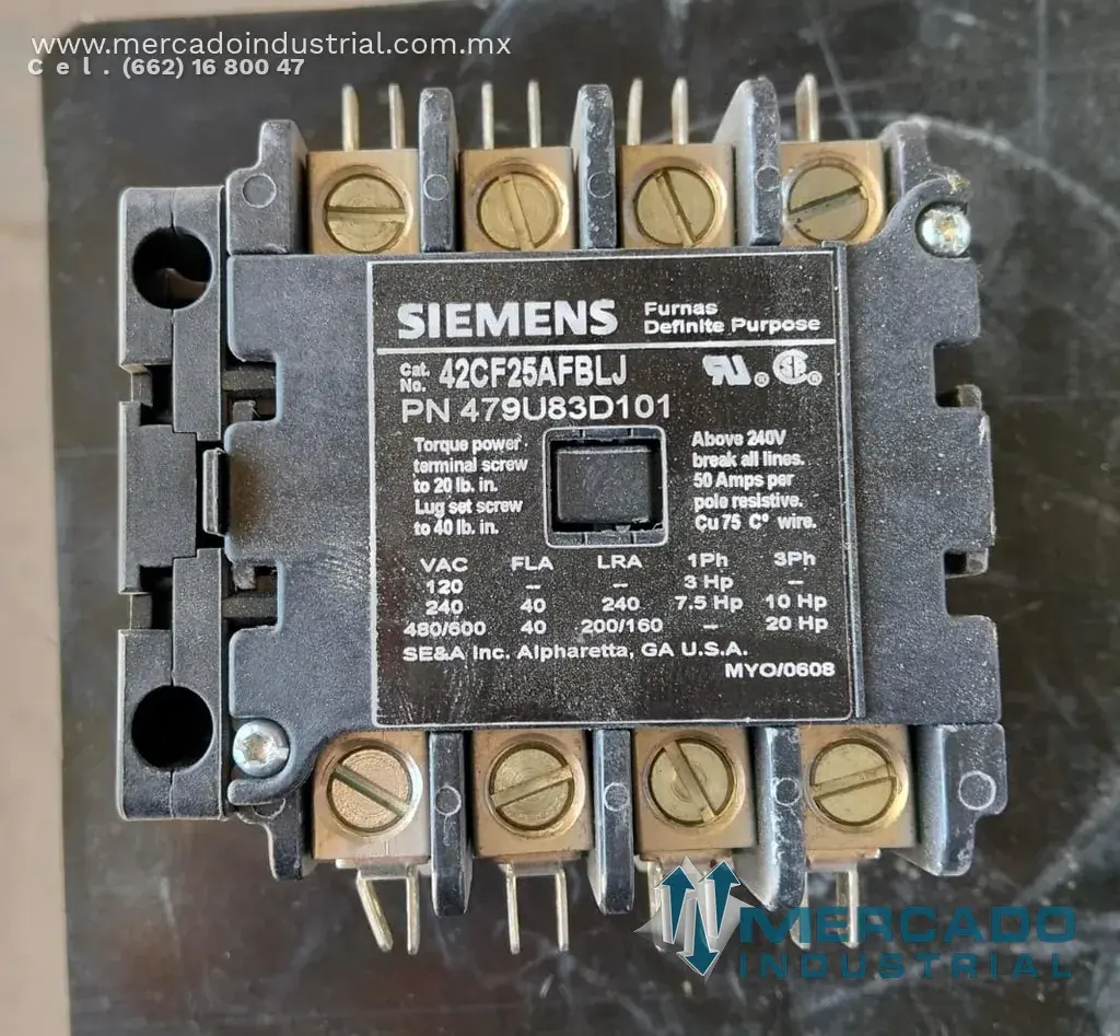 Contactor 7.5 HP 4 polos modelo 42CF25AFBLJ marca SIEMENS - imagen 1