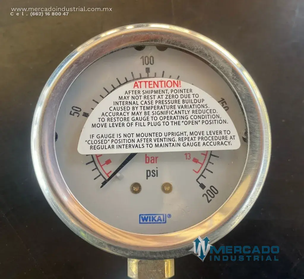 Manómetro de presión 200 PSI parte 9795680 marca WIKA - imagen 1