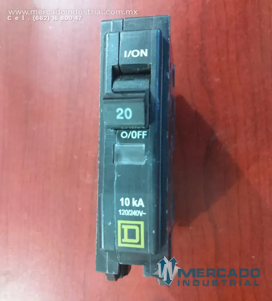 Interruptor termomagnético 20 AMP 120/240V 1 polo modelo QOB120 marca SQUARE D - imagen 1