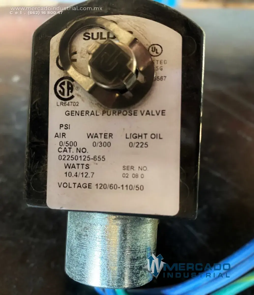 Válvula solenoide 1/8 NPT 500 PSI 12.7 W 120 V parte 02250125-655 marca Sullair - imagen 1