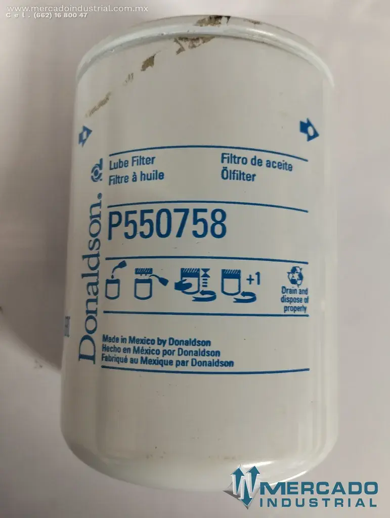 DONALDSON P550758 FILTRO DE ACEITE GENERADOR J40 SDMO - imagen 1