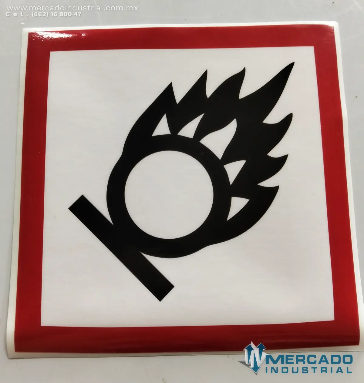 PICTOGRAMA GHS03 OXIDANTE 18.7 CM IDENTIFICACION DE PRODUCTOS QUIMICOS POR CAMBIO DE LA NOM-018-STPS-2015 - imagen 1