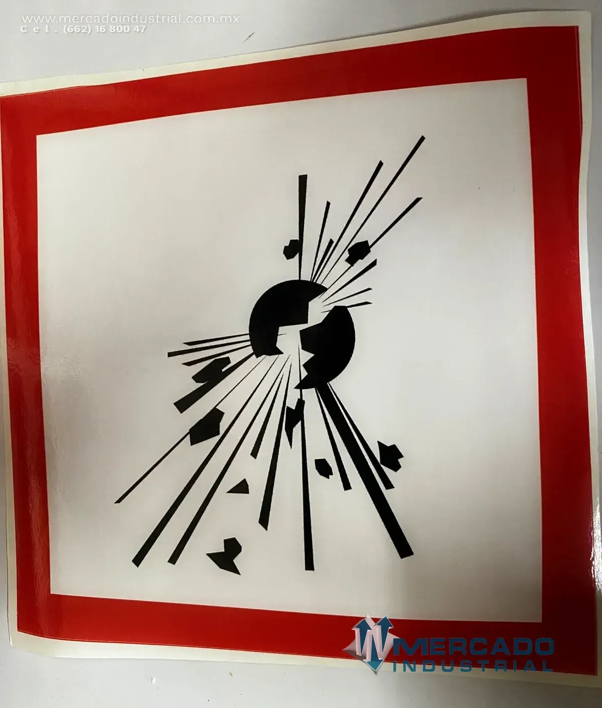 PICTOGRAMA GHS01 EXPLOSIVO 18.7 CM SIMBOLO 10.1 CM  IDENTIFICACION DE PRODUCTOS QUIMICOS POR CAMBIO DE LA NOM-018-STPS-2015 - imagen 1