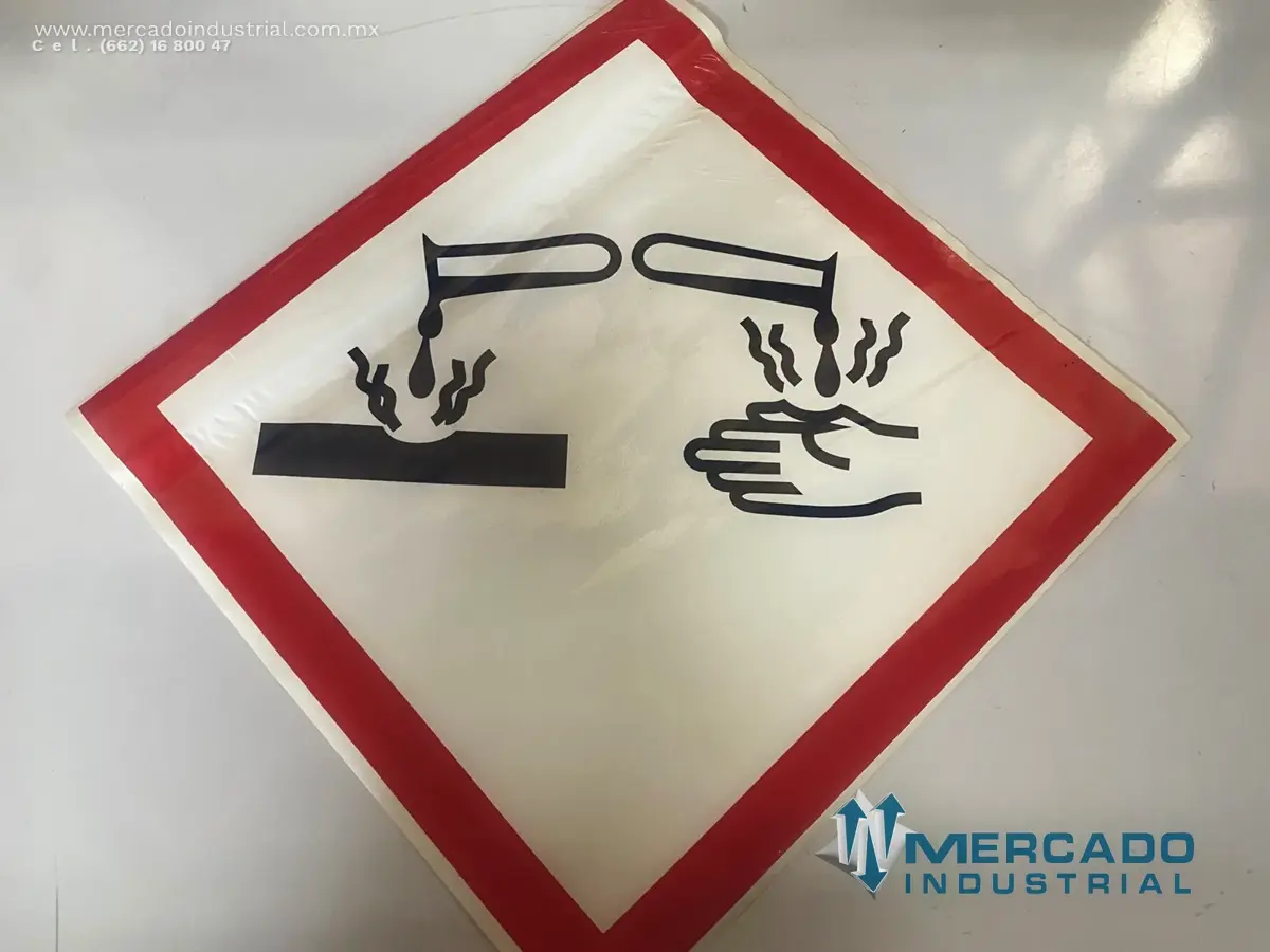 PICTOGRAMA GHS05 CORROSIVO ROMBO 37.5 CM SIMBOLO 30.2 CM IDENTIFICACION DE PRODUCTOS QUIMICOS POR CAMBIO DE LA NOM-018-STPS-2015 - imagen 1