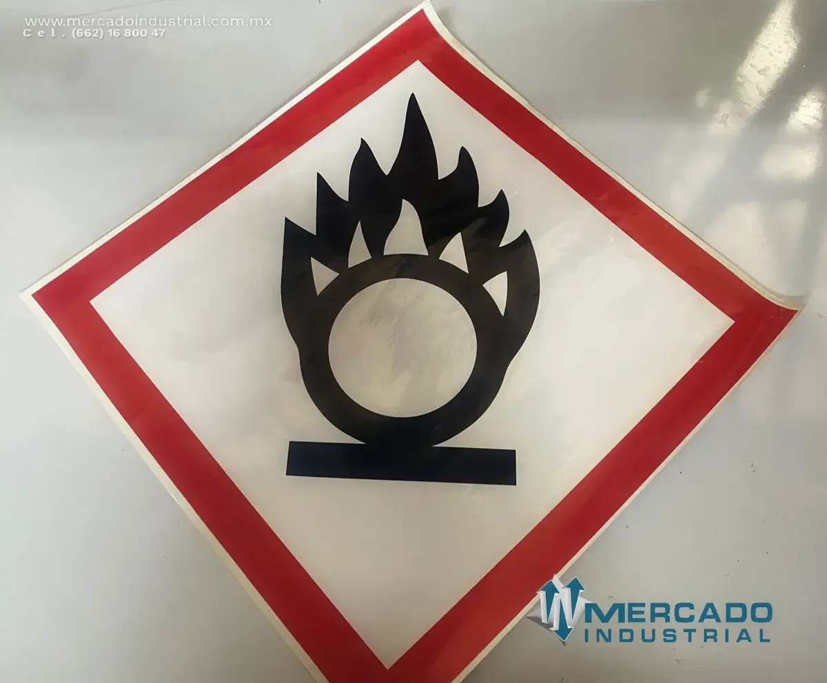 PICTOGRAMA GHS03 OXIDANTE 37.5 CM SIMBOLO 30.2 CM IDENTIFICACION DE PRODUCTOS QUIMICOS POR CAMBIO DE LA NOM-018-STPS-2015 - imagen 1