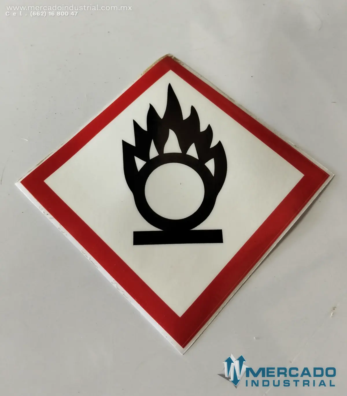 PICTOGRAMA GHS03 OXIDANTE 12.5 CM IDENTIFICACION DE PRODUCTOS QUIMICOS POR CAMBIO DE LA NOM-018-STPS-2015 - imagen 1