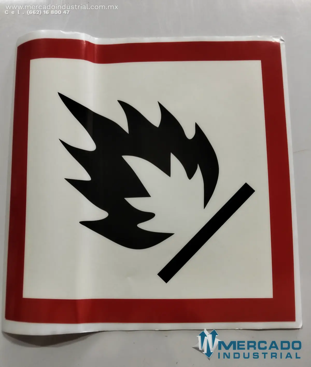 PICTOGRAMA GHS02 INFLAMABLE 37.5 CM IDENTIFICACION DE PRODUCTOS QUIMICOS POR CAMBIO DE LA NOM-018-STPS-2015 - imagen 1