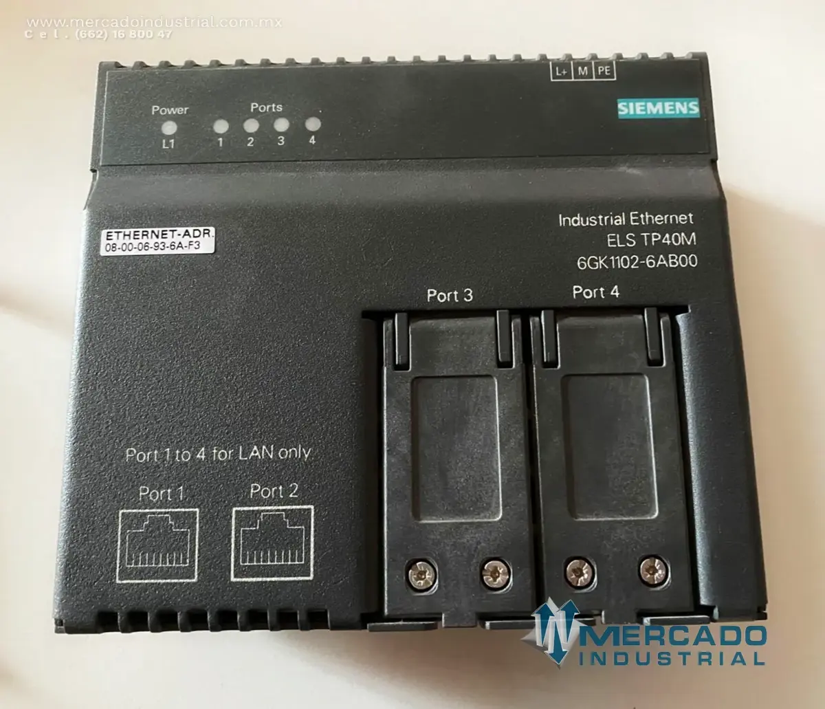 Interruptor ethernet 24 VDC 200 mA 4.8 W 100 Mbps parte ELS TP40M marca Siemens - imagen 1