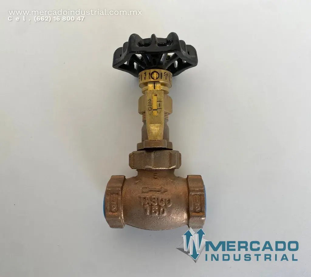 Válvula de aguja de bronce 1/2" 150 PSI parte 4445 marca Tasco - imagen 1