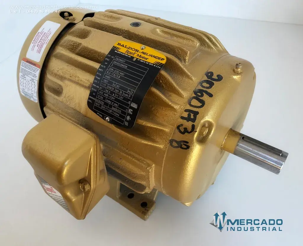 Motor eléctrico trifásico 3 HP 2 polos 3460 RPM marca Baldor - imagen 1