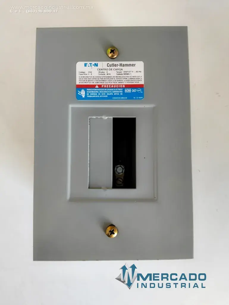 Gabinete para centro de carga 40A 127/220V 2 circuitos modelo CH2-F marca EATON - imagen 1