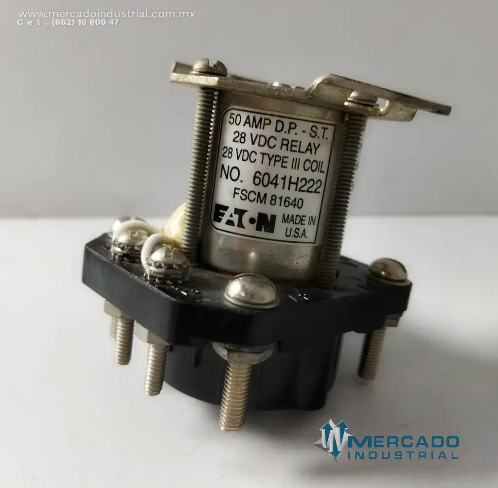 Relé de potencia 50 AMP 28 VDC 2 polos modelo 6041H222 marca Eaton - imagen 1