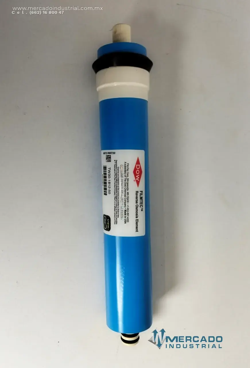 Cartucho de membrana de ósmosis inversa 100 PSI modelo TW30-1812-50 marca Dow Filmtec - imagen 1