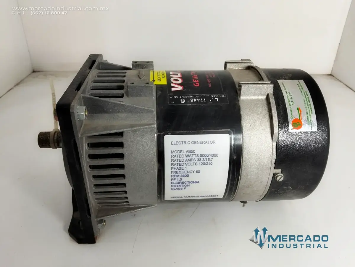 Generador eléctrico 5000/4000 W 3600 RPM 120/240 V modelo AB50 marca VOLT MASTER - imagen 1