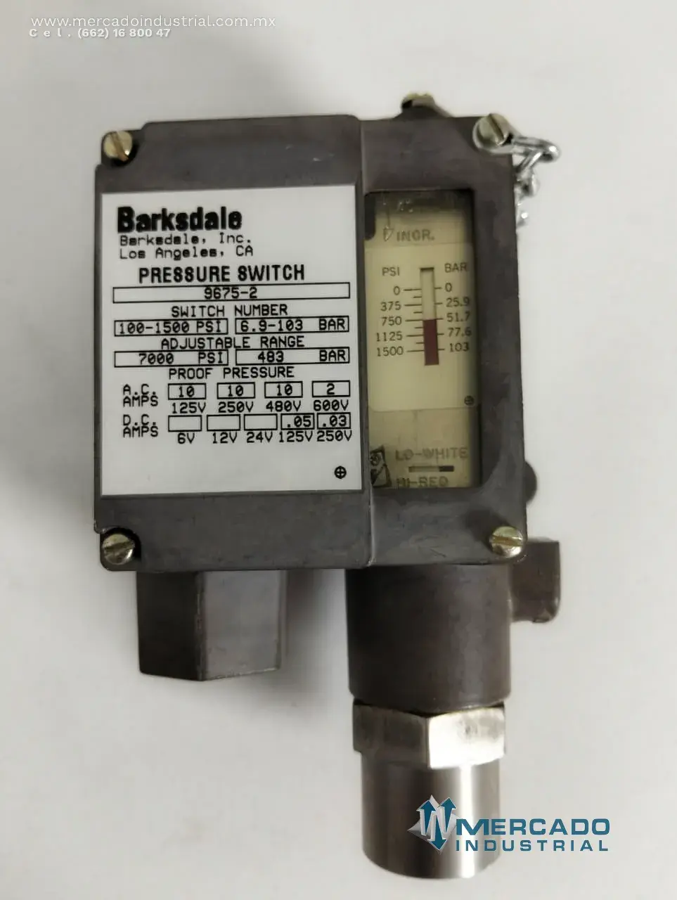 Interruptor de presión industrial 235-3400 PSI modelo 9675-2 marca BARKSDALE - imagen 1