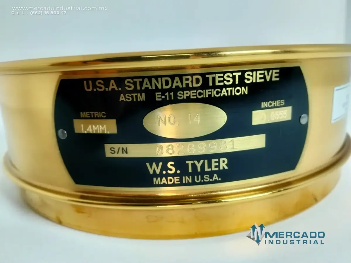 Tamiz para laboratorio malla #14 abertura 1.40 mm (0.0555") marca W.S. TYLER - imagen 1